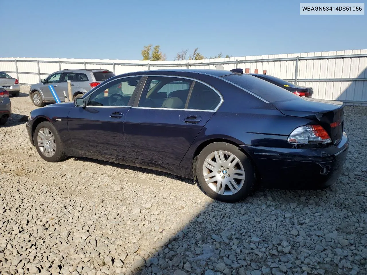 2004 BMW 745 Li VIN: WBAGN63414DS51056 Lot: 75482784