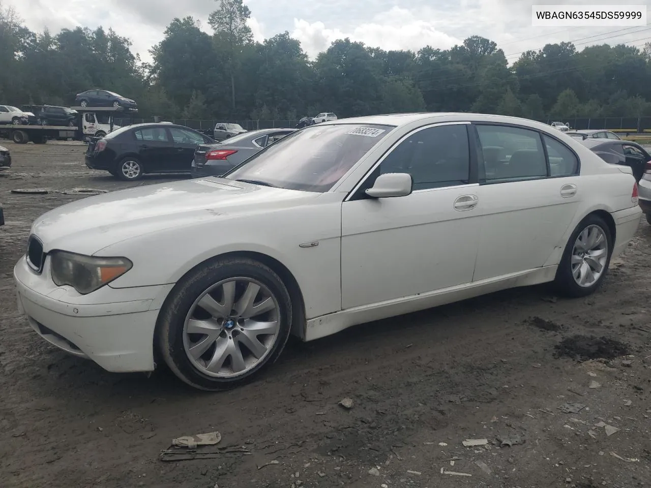 2005 BMW 745 Li VIN: WBAGN63545DS59999 Lot: 70683274