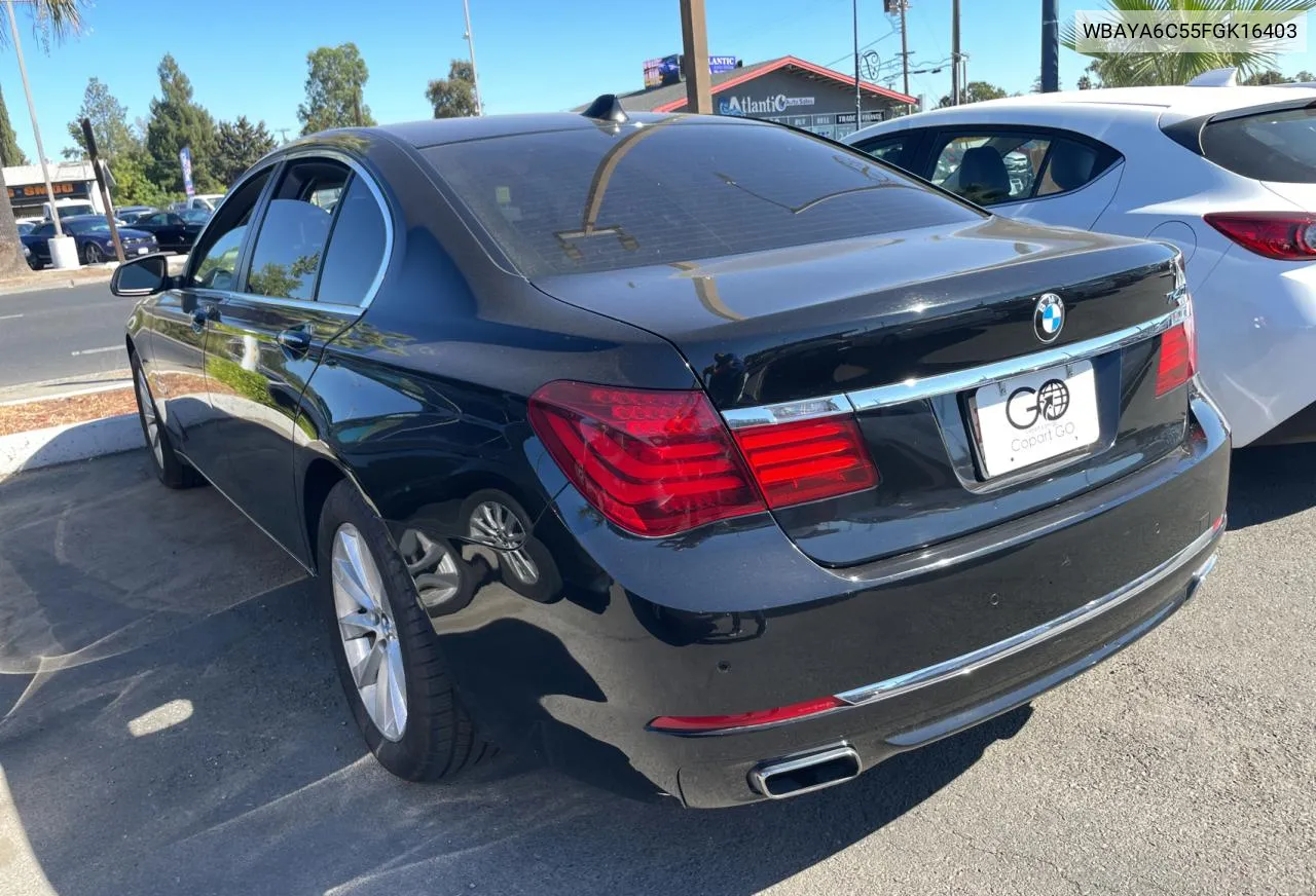 2015 BMW 740 I VIN: WBAYA6C55FGK16403 Lot: 73599724