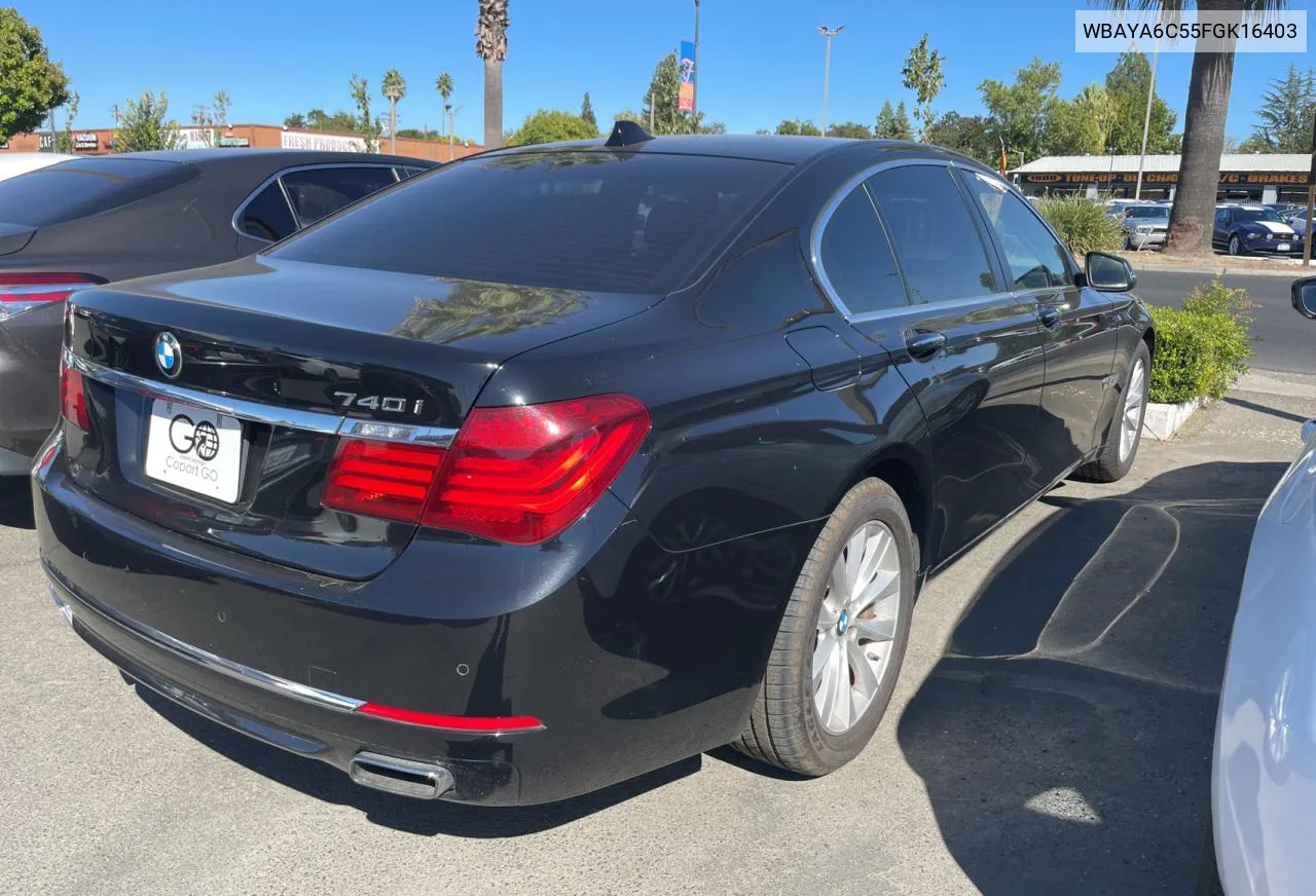 2015 BMW 740 I VIN: WBAYA6C55FGK16403 Lot: 73599724