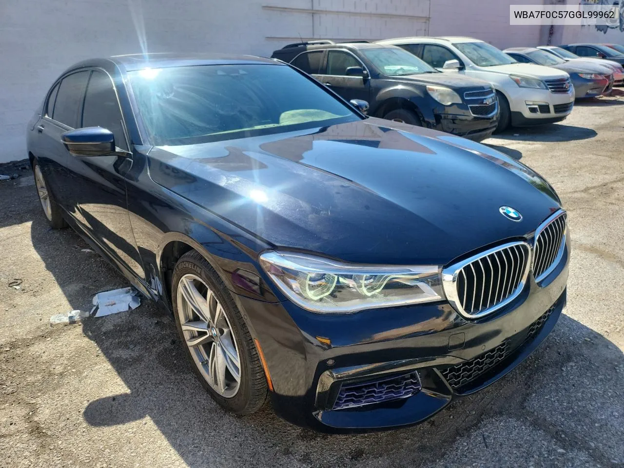 2016 BMW 750 I VIN: WBA7F0C57GGL99962 Lot: 72843134