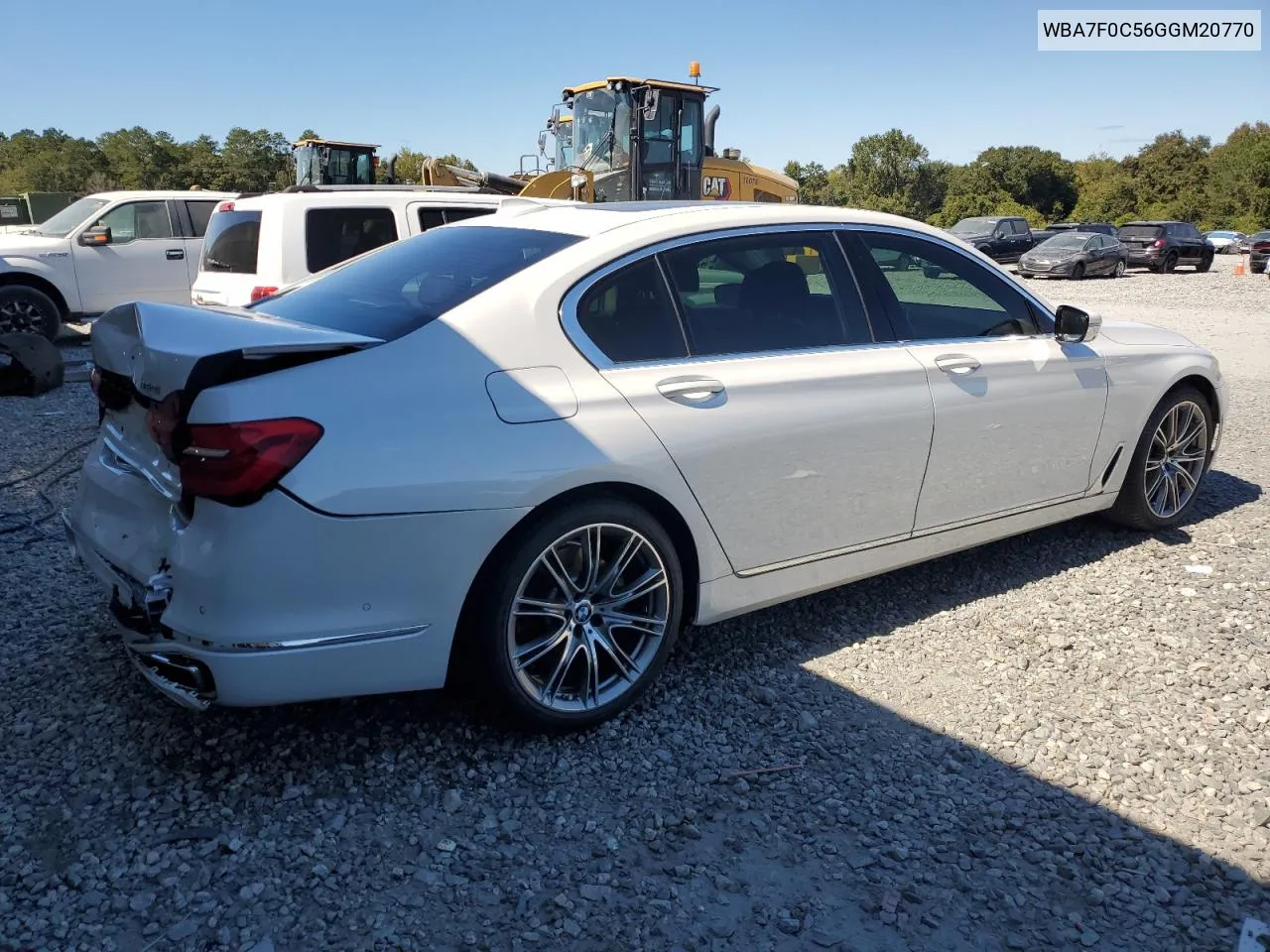 2016 BMW 750 I VIN: WBA7F0C56GGM20770 Lot: 75985684