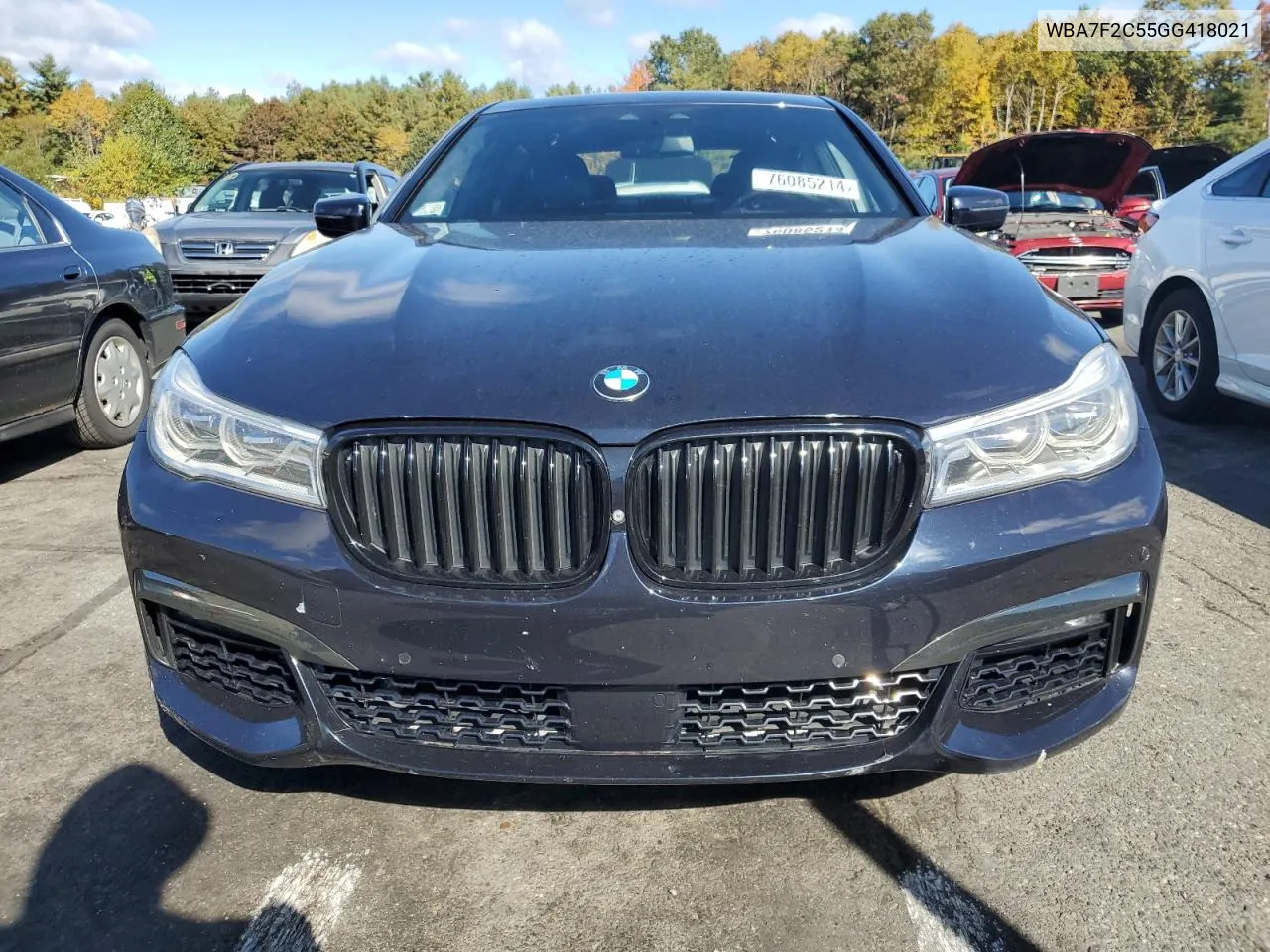 2016 BMW 750 Xi VIN: WBA7F2C55GG418021 Lot: 76085214