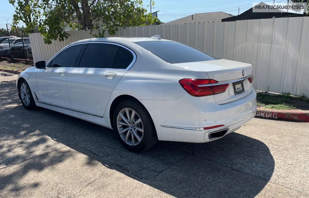 2018 BMW 740 I VIN: WBA7E2C50JG742505 Lot: 71771404