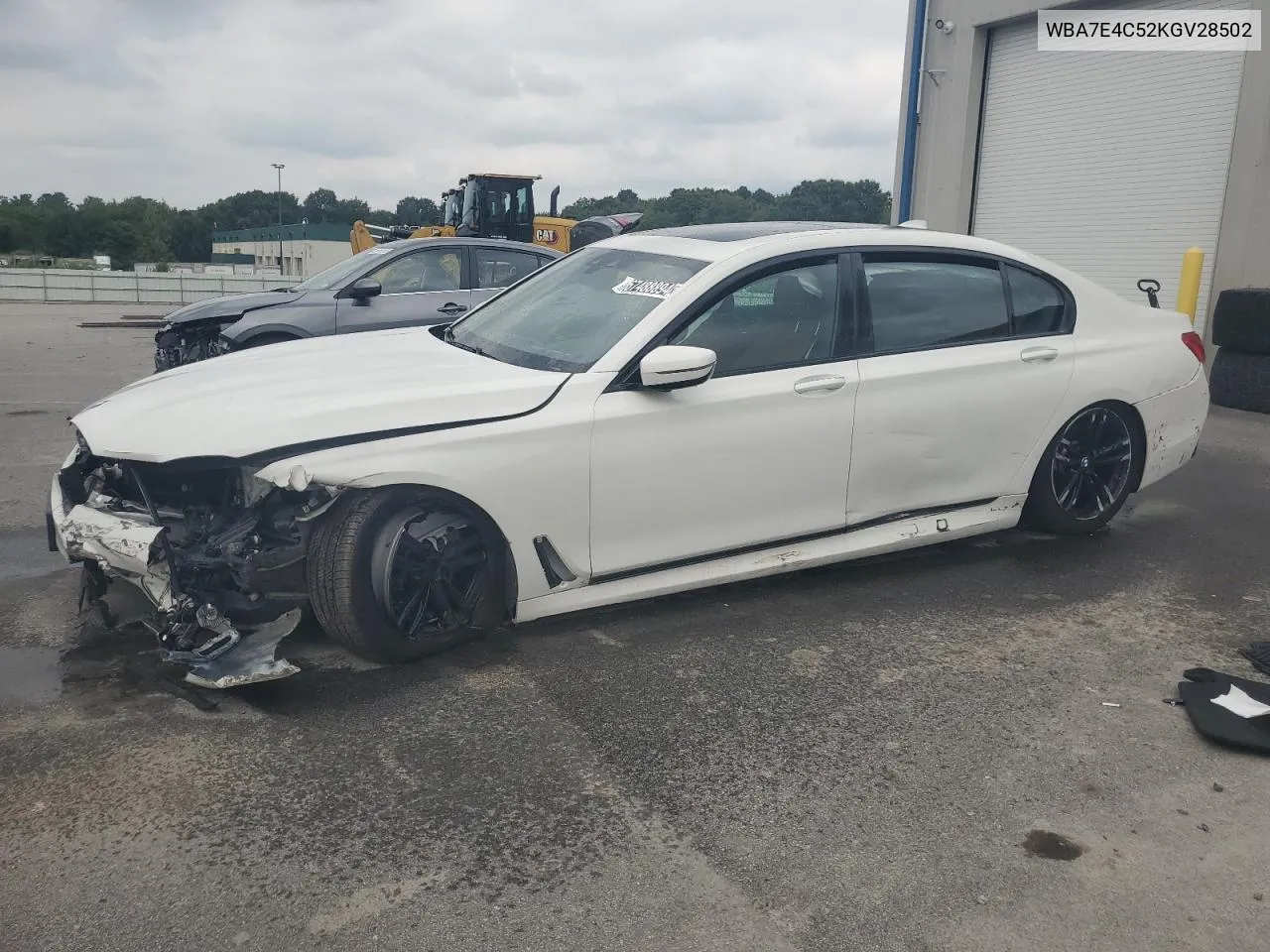 2019 BMW 740 Xi VIN: WBA7E4C52KGV28502 Lot: 67488894