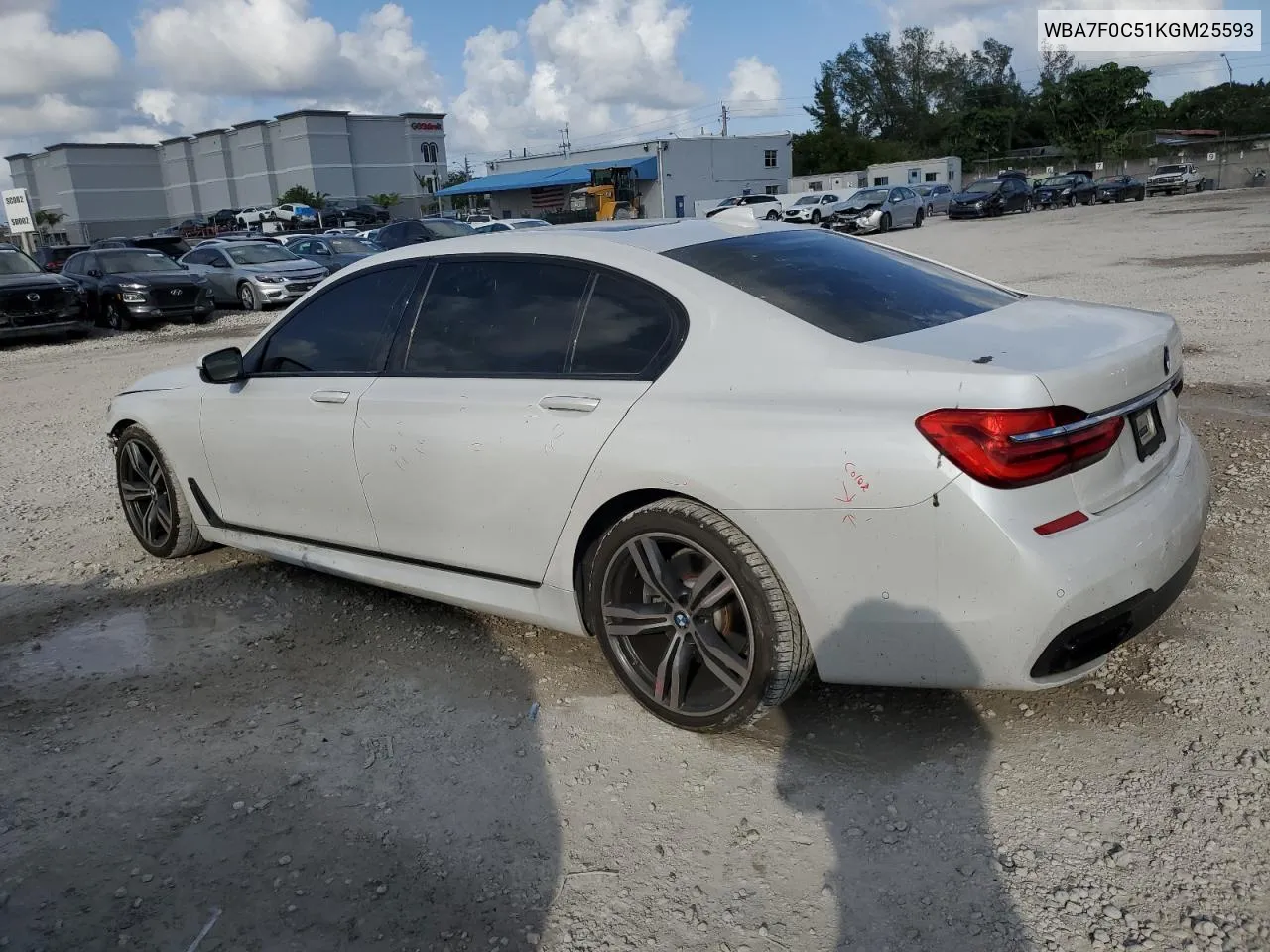 2019 BMW 750 I VIN: WBA7F0C51KGM25593 Lot: 77626464