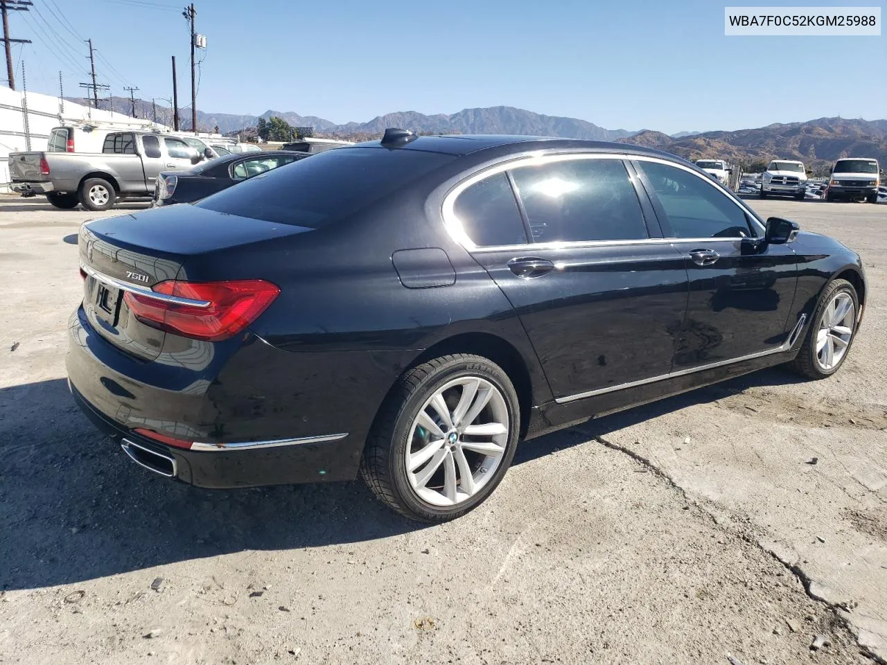 2019 BMW 750 I VIN: WBA7F0C52KGM25988 Lot: 79421904