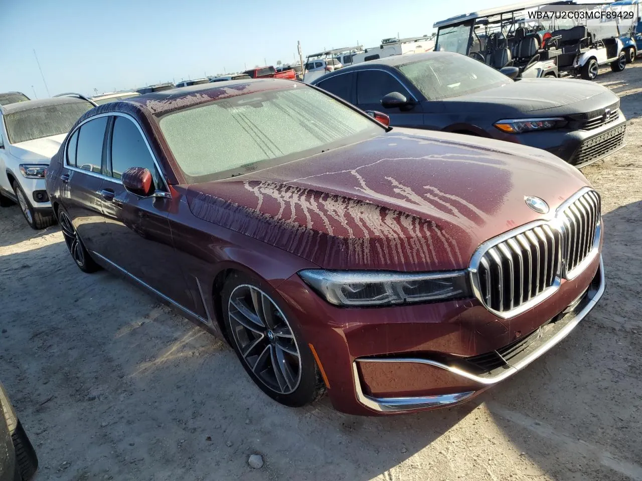 2021 BMW 750 Xi VIN: WBA7U2C03MCF89429 Lot: 74616114