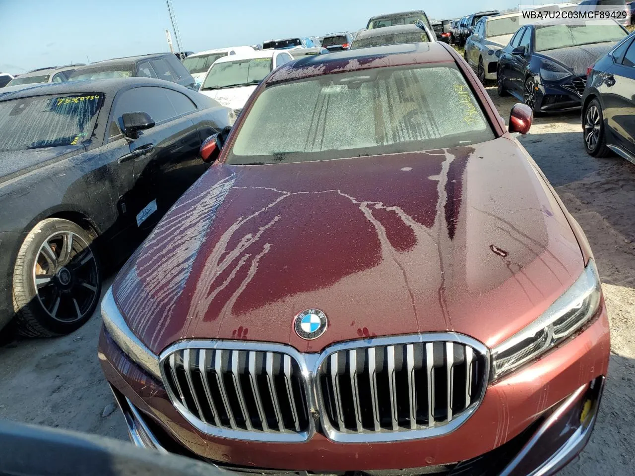 2021 BMW 750 Xi VIN: WBA7U2C03MCF89429 Lot: 74616114