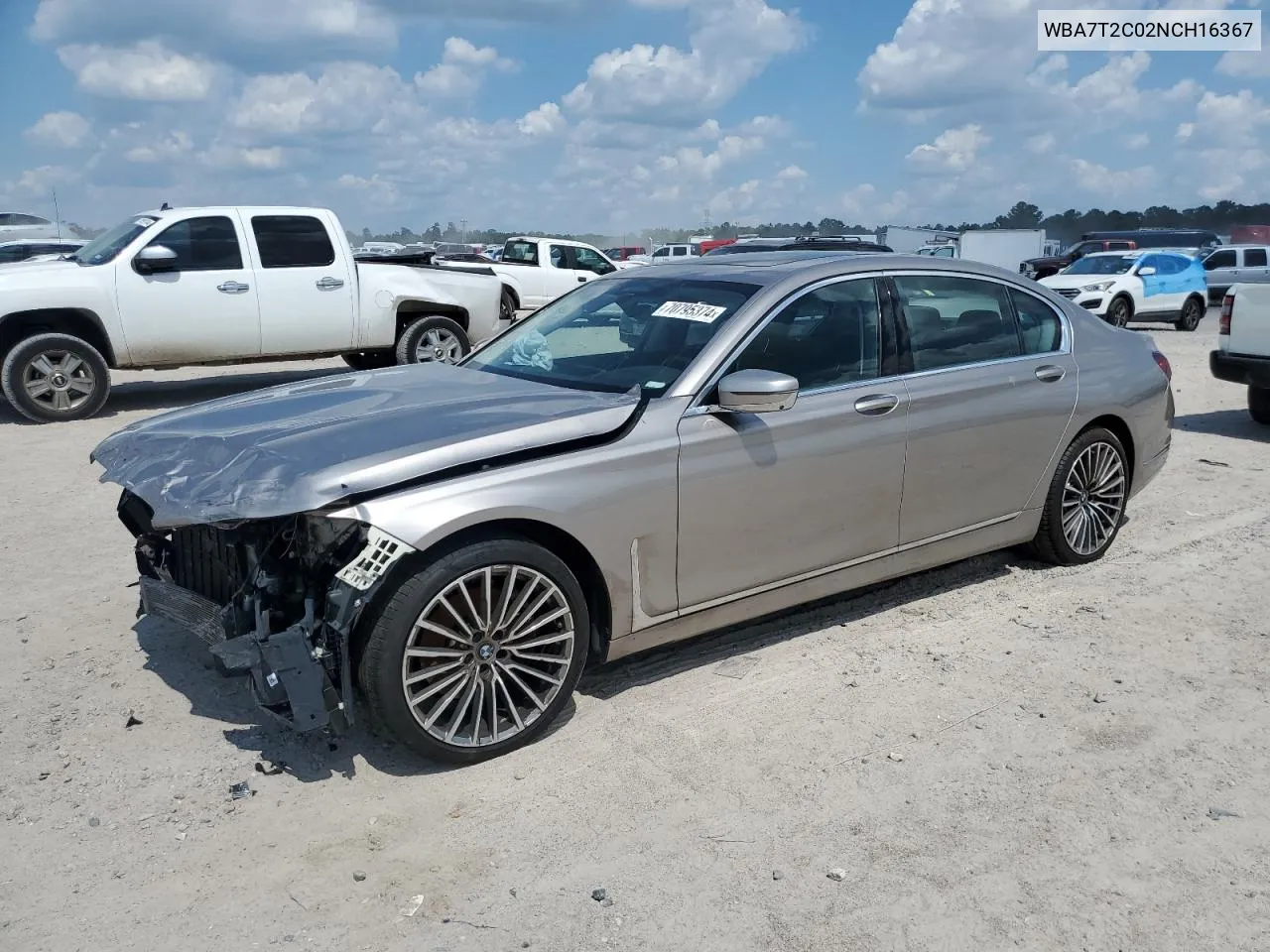 2022 BMW 740 I VIN: WBA7T2C02NCH16367 Lot: 70795374