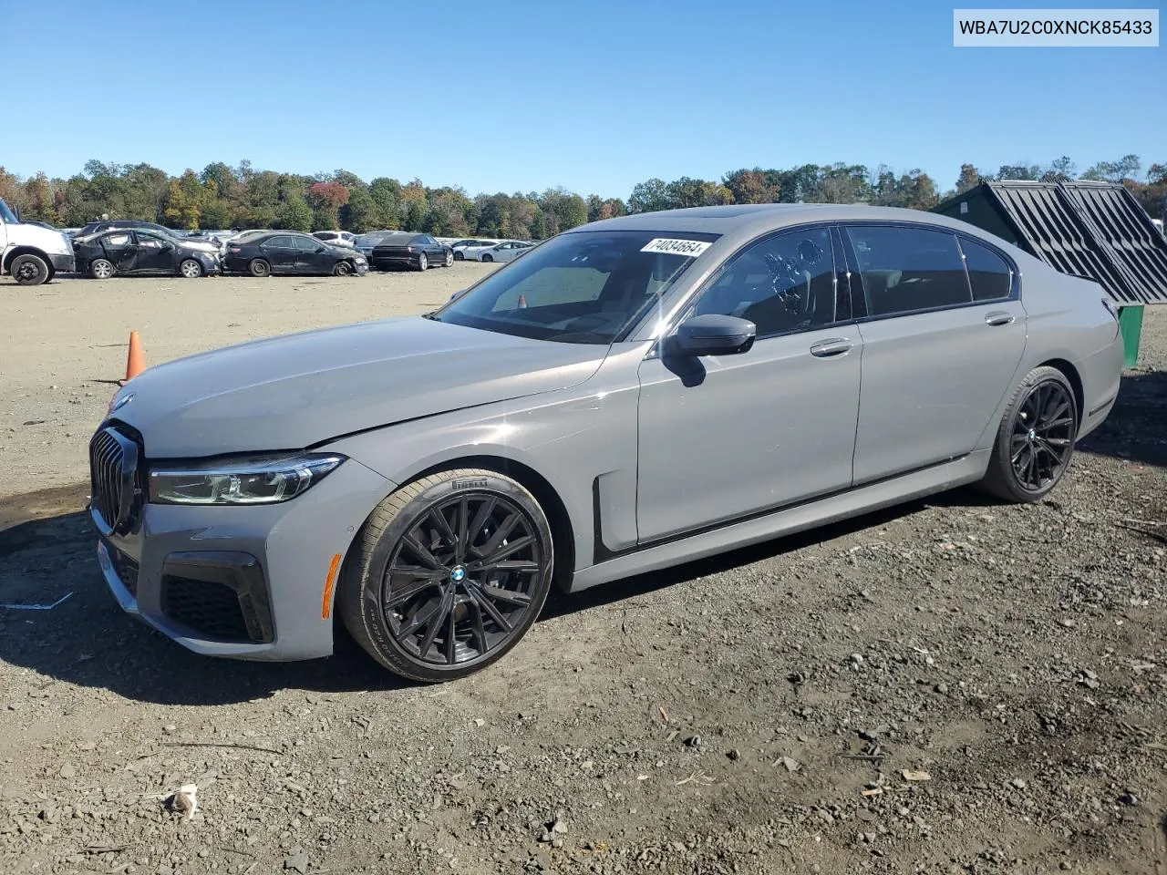 2022 BMW 750 Xi VIN: WBA7U2C0XNCK85433 Lot: 74034664