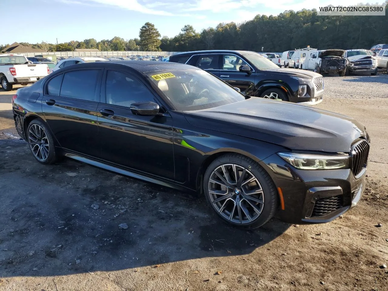 2022 BMW 740 I VIN: WBA7T2C02NCG85380 Lot: 76561414