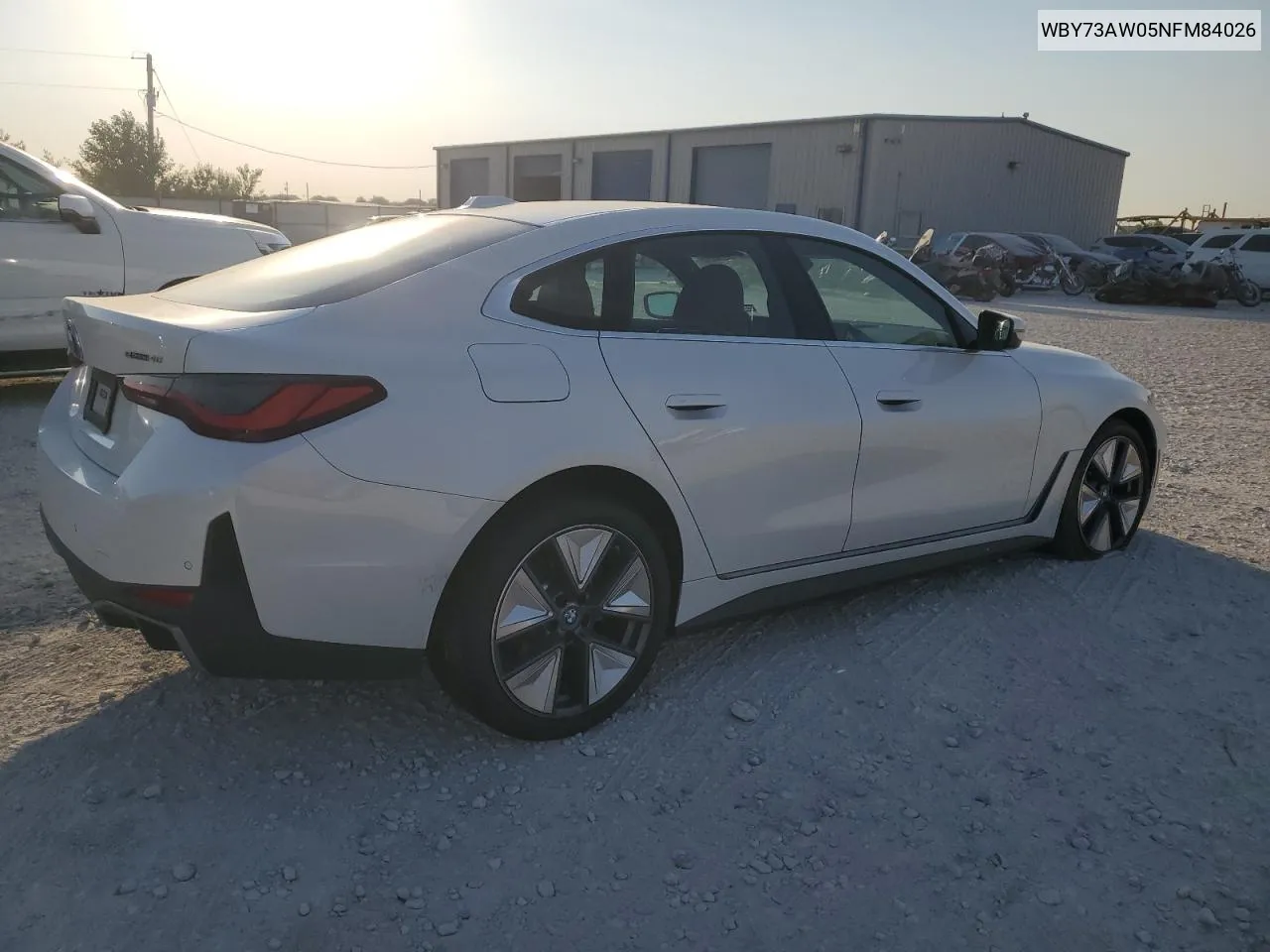 2022 BMW I4 Edrive 40 VIN: WBY73AW05NFM84026 Lot: 73563234