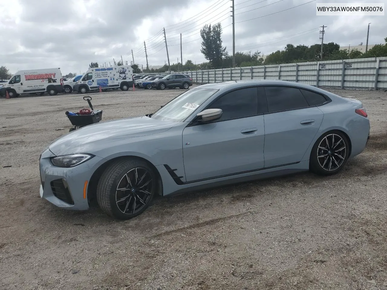 2022 BMW I4 M50 VIN: WBY33AW06NFM50076 Lot: 79671634