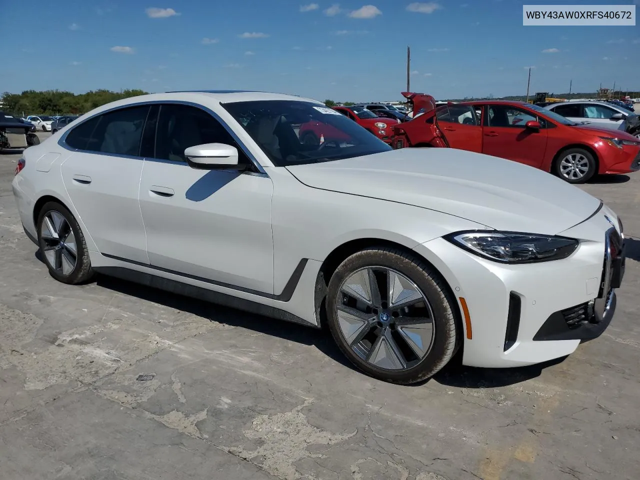 2024 BMW I4 Edrive 35 VIN: WBY43AW0XRFS40672 Lot: 73427194