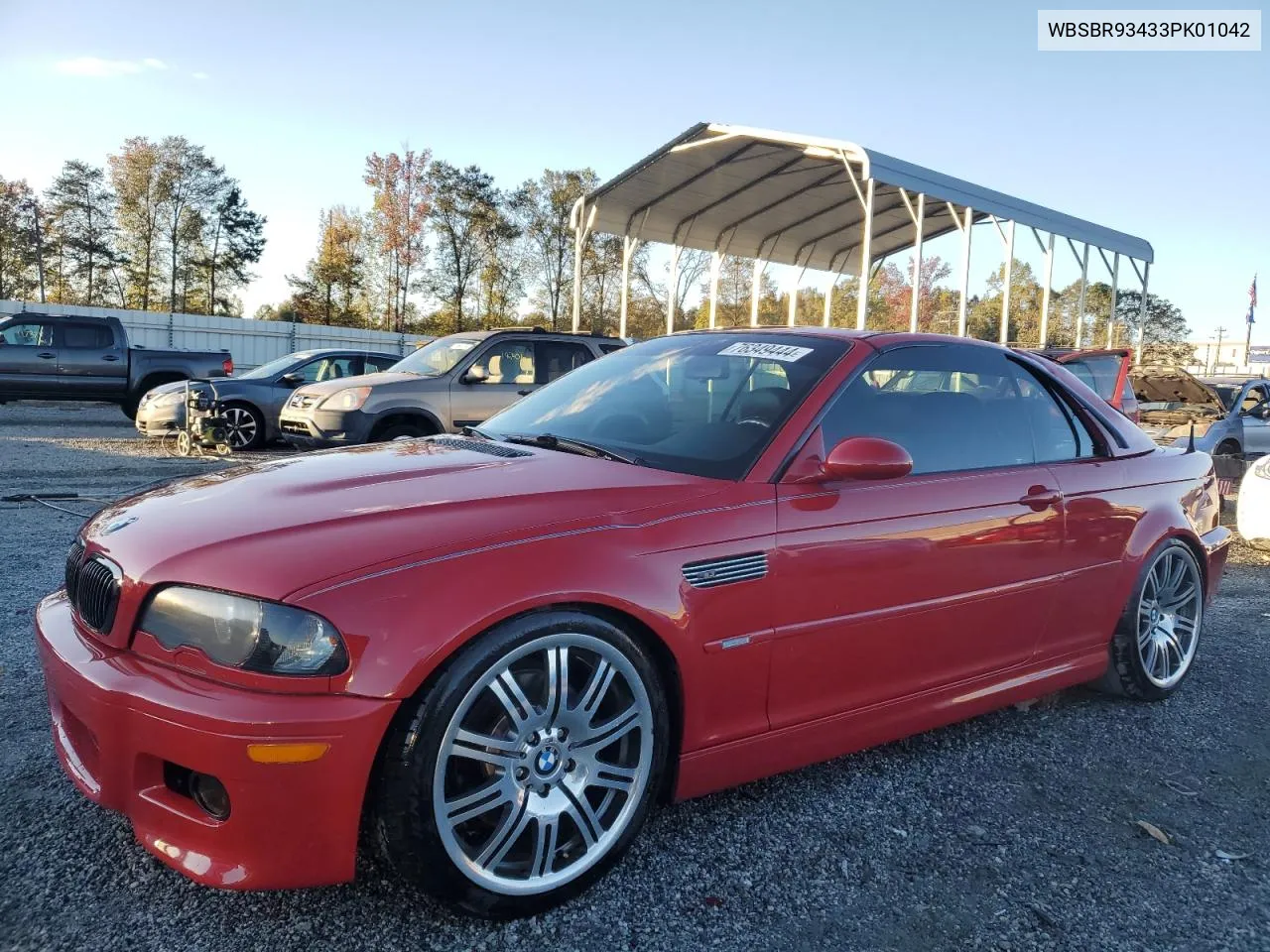 2003 BMW M3 VIN: WBSBR93433PK01042 Lot: 76349444