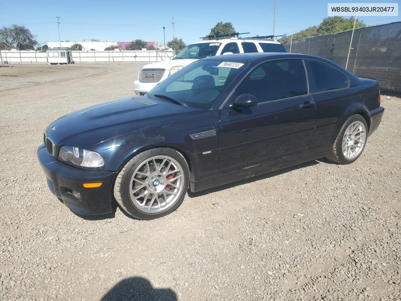 2003 BMW M3 VIN: WBSBL93403JR20477 Lot: 79690224