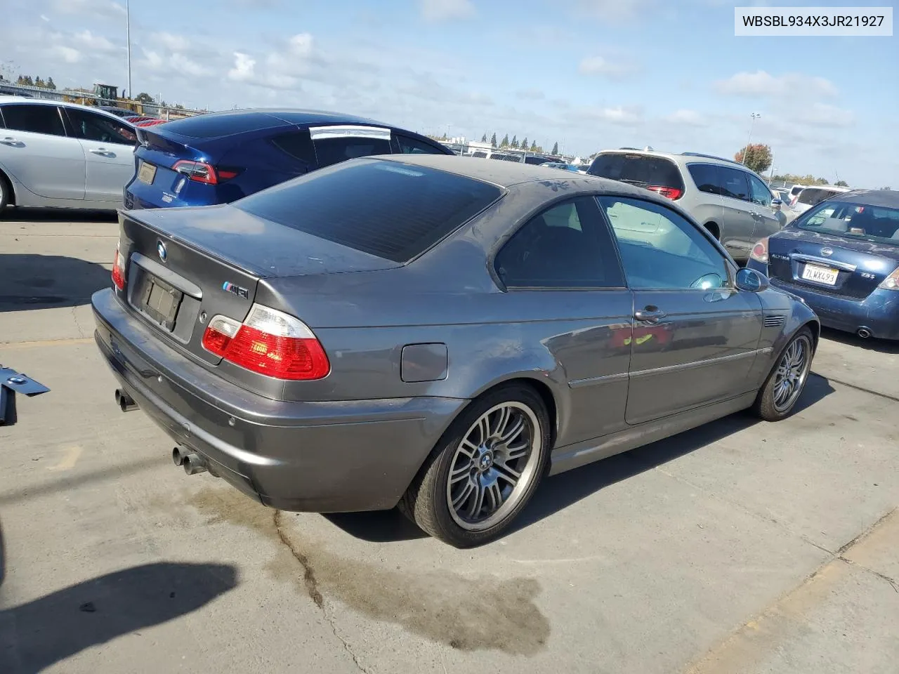 2003 BMW M3 VIN: WBSBL934X3JR21927 Lot: 80983564