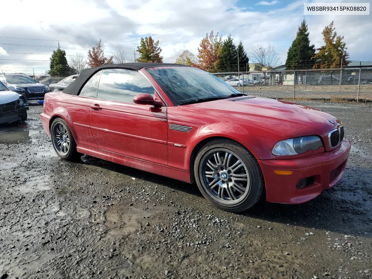 2005 BMW M3 VIN: WBSBR93415PK08820 Lot: 76384034