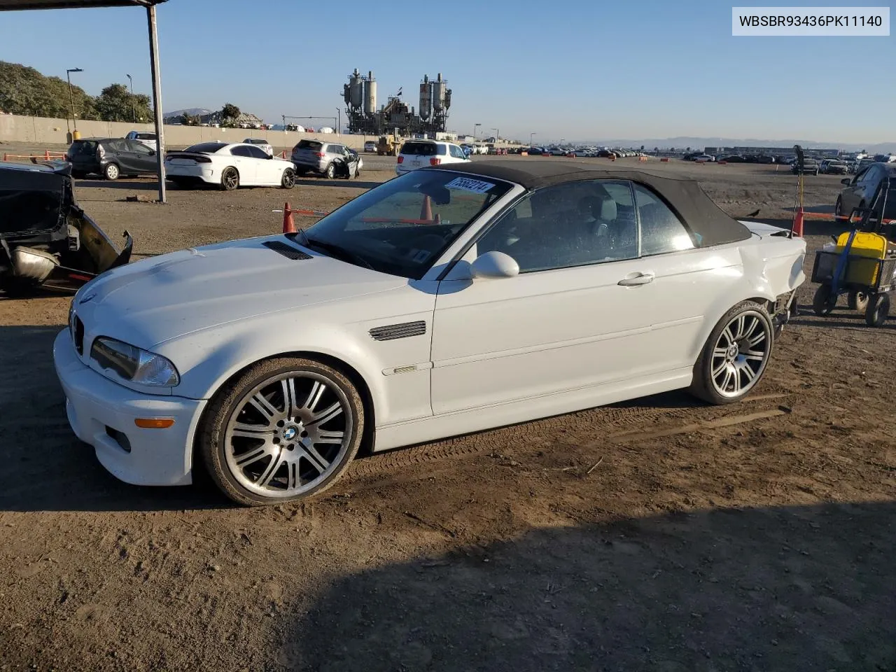 2006 BMW M3 VIN: WBSBR93436PK11140 Lot: 75562214