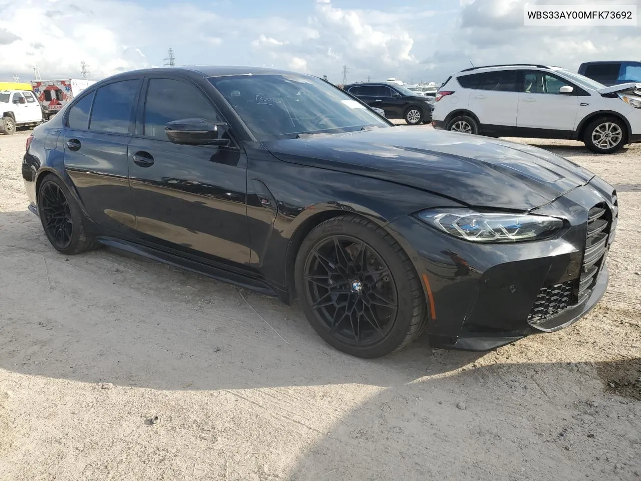 2021 BMW M3 Competition VIN: WBS33AY00MFK73692 Lot: 80295514