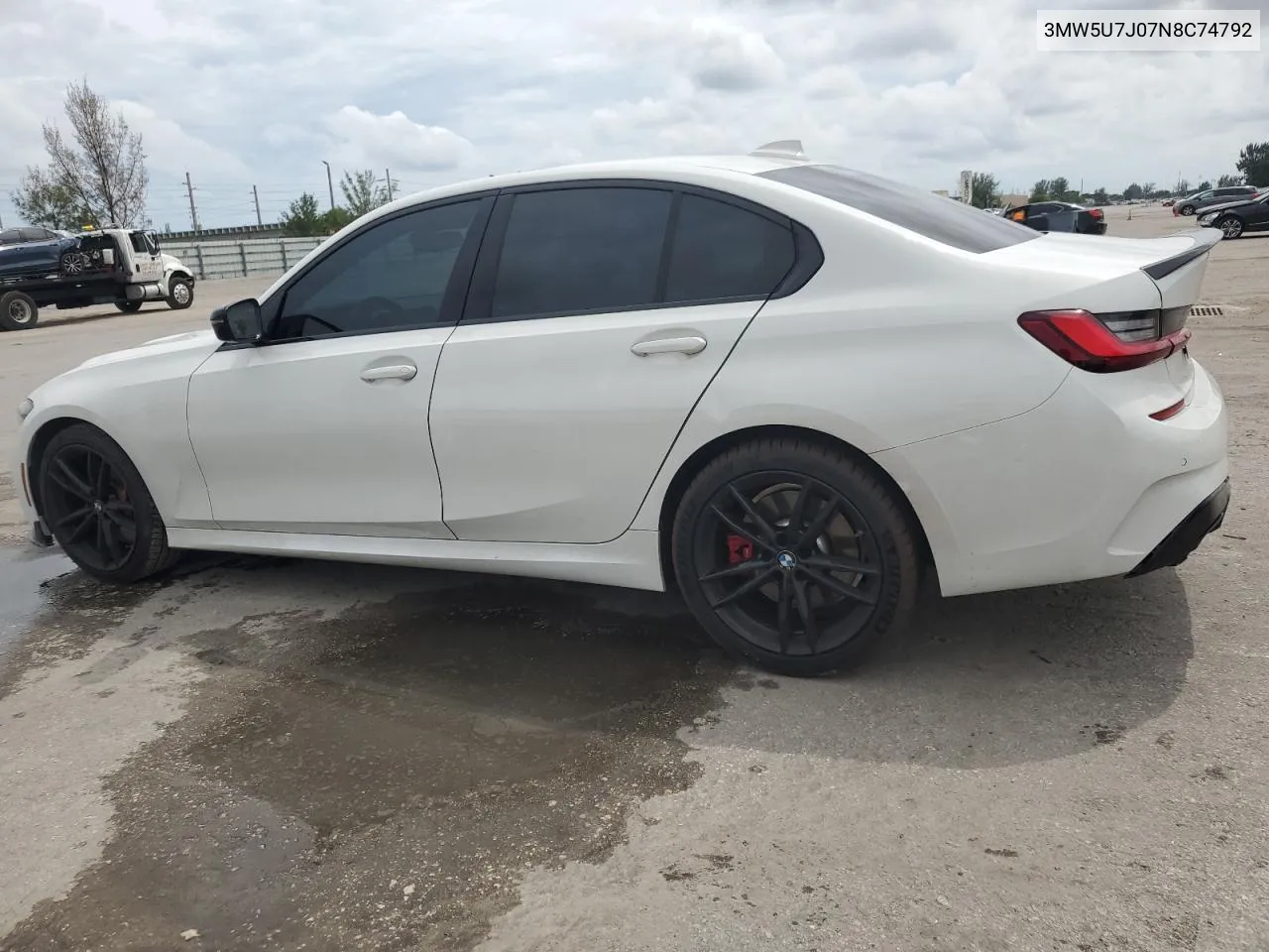 2022 BMW M340I VIN: 3MW5U7J07N8C74792 Lot: 72626794