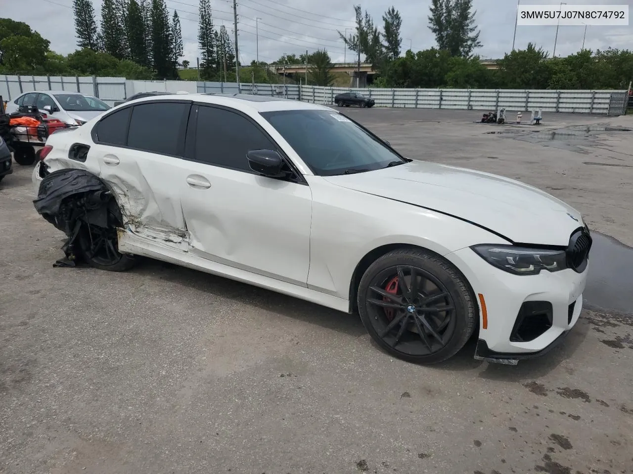 2022 BMW M340I VIN: 3MW5U7J07N8C74792 Lot: 72626794