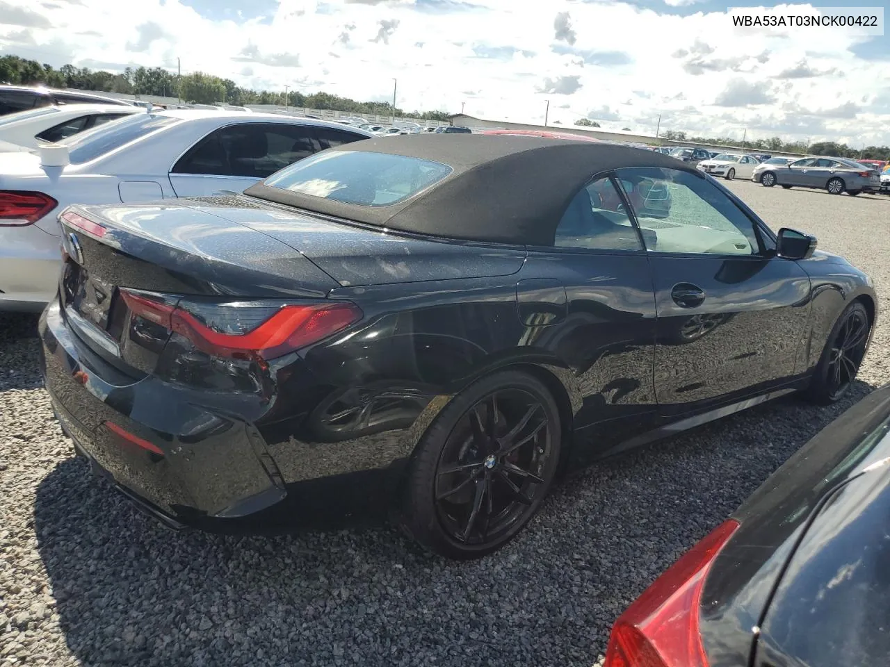 WBA53AT03NCK00422 2022 BMW M440I