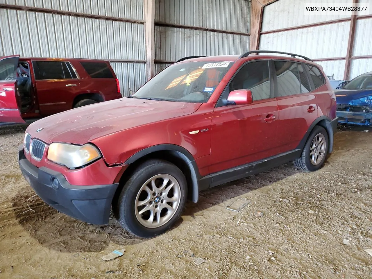 2004 BMW X3 2.5I VIN: WBXPA73404WB28377 Lot: 70514384