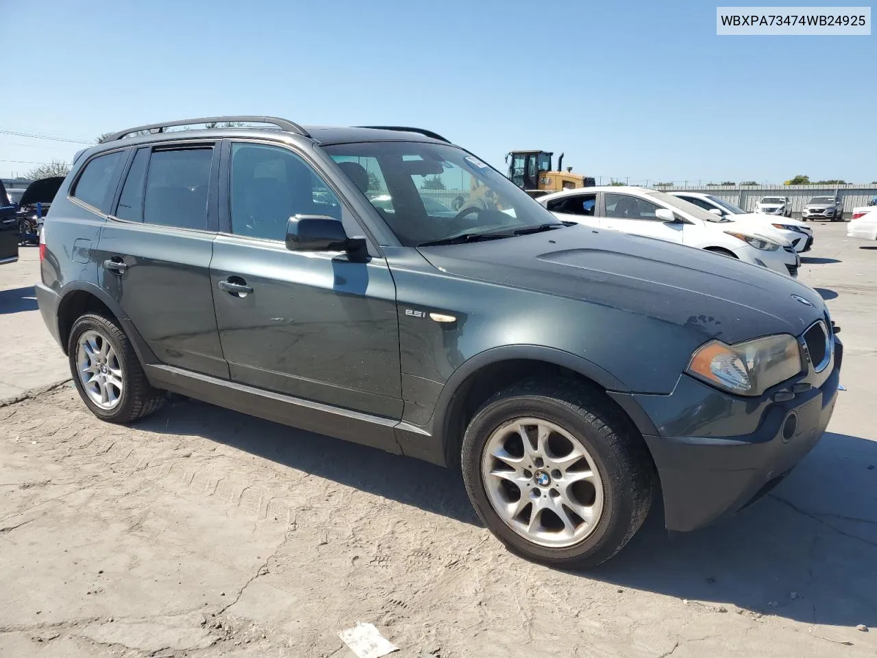 2004 BMW X3 2.5I VIN: WBXPA73474WB24925 Lot: 72315124