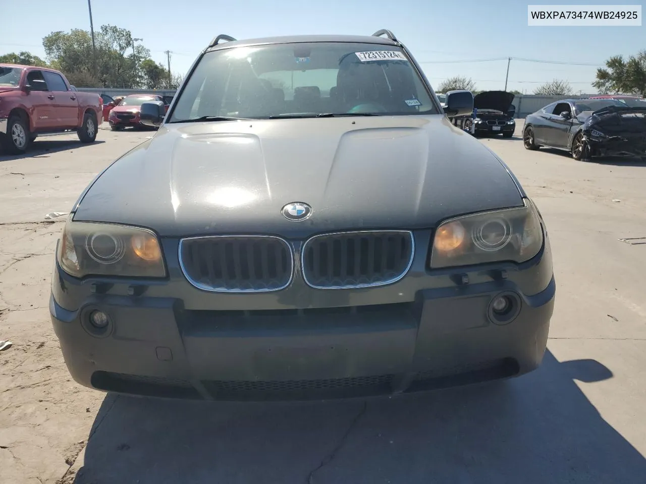 2004 BMW X3 2.5I VIN: WBXPA73474WB24925 Lot: 72315124