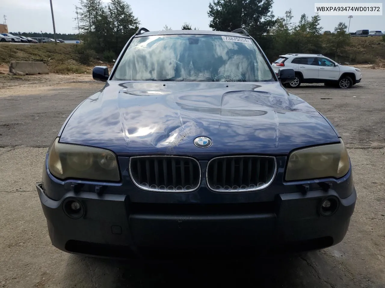 2004 BMW X3 3.0I VIN: WBXPA93474WD01372 Lot: 73875554