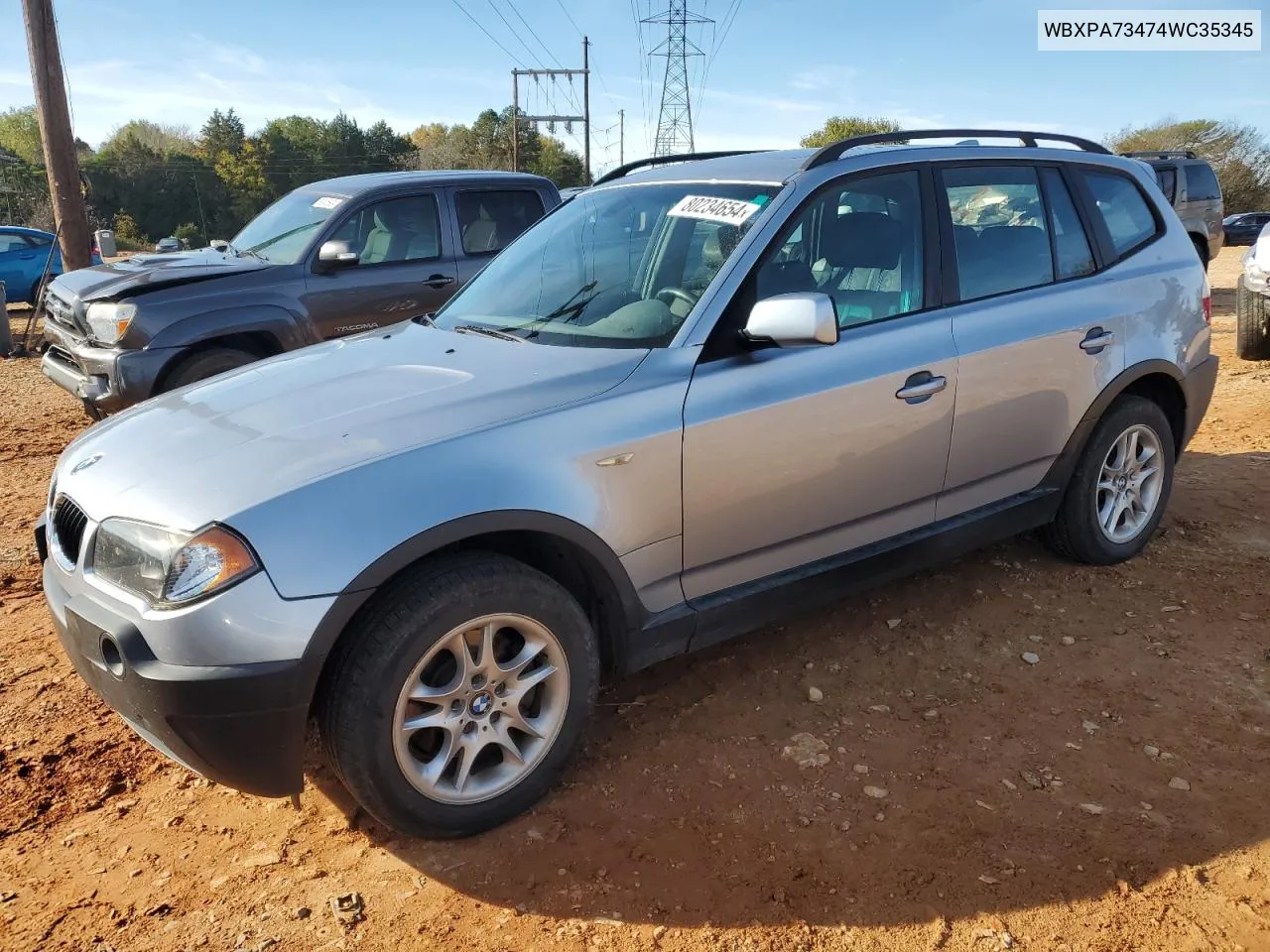 2004 BMW X3 2.5I VIN: WBXPA73474WC35345 Lot: 80234654