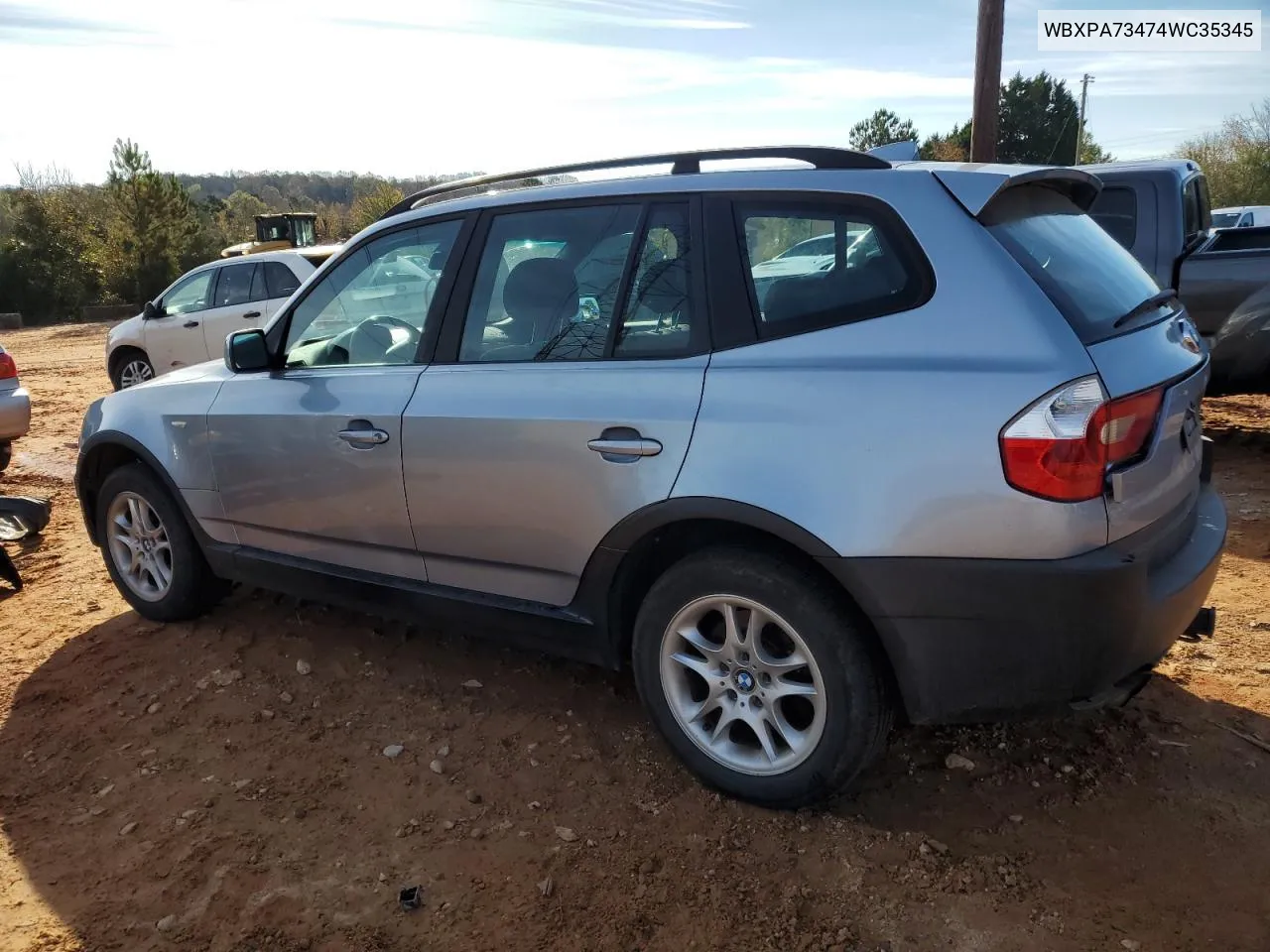 2004 BMW X3 2.5I VIN: WBXPA73474WC35345 Lot: 80234654