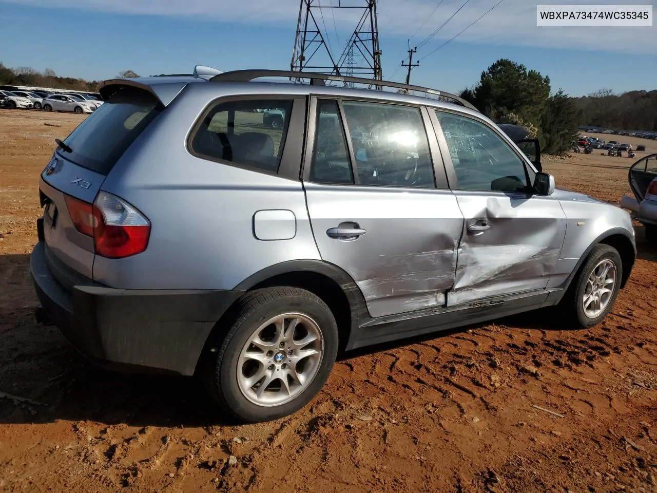 2004 BMW X3 2.5I VIN: WBXPA73474WC35345 Lot: 80234654