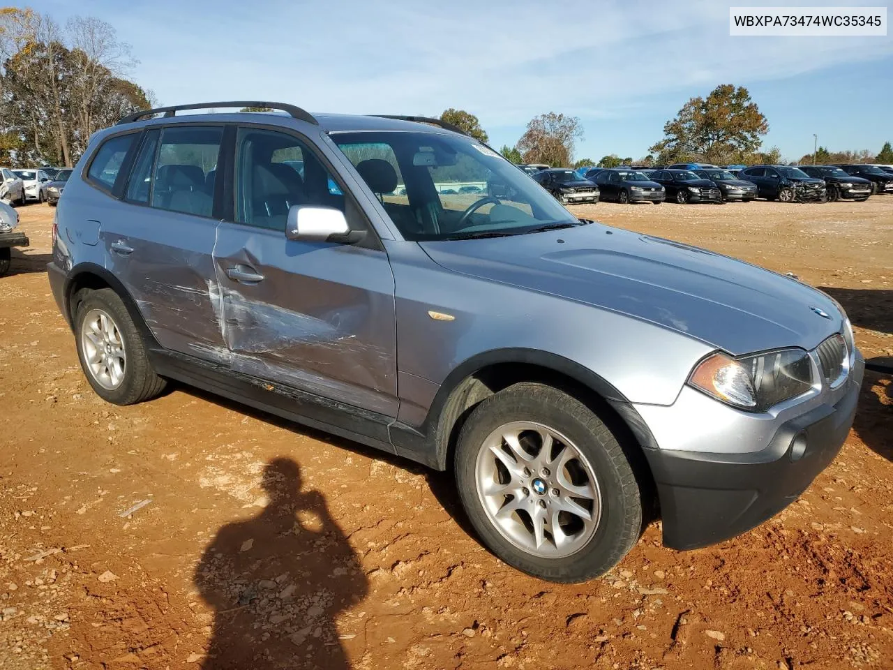 2004 BMW X3 2.5I VIN: WBXPA73474WC35345 Lot: 80234654