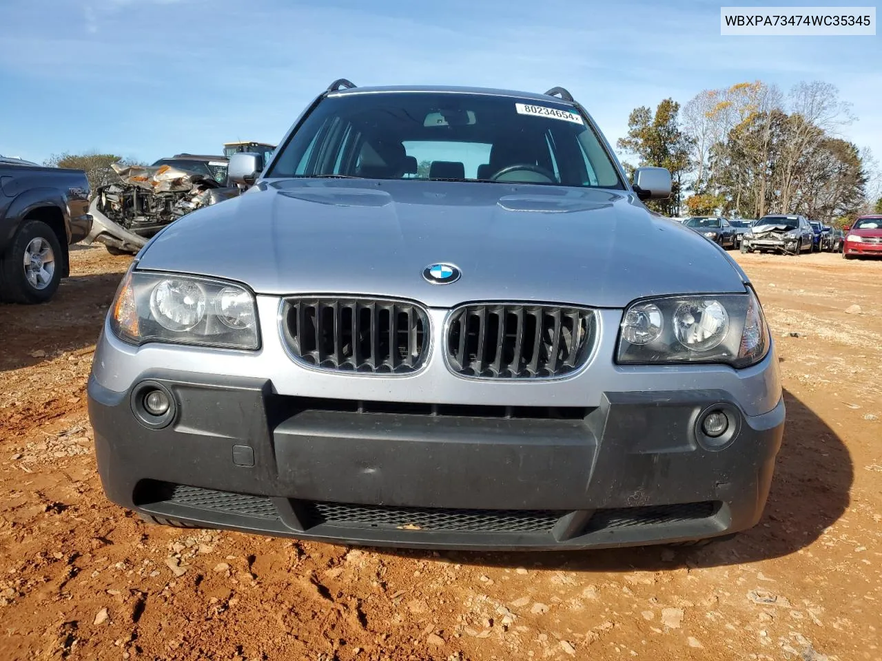 2004 BMW X3 2.5I VIN: WBXPA73474WC35345 Lot: 80234654