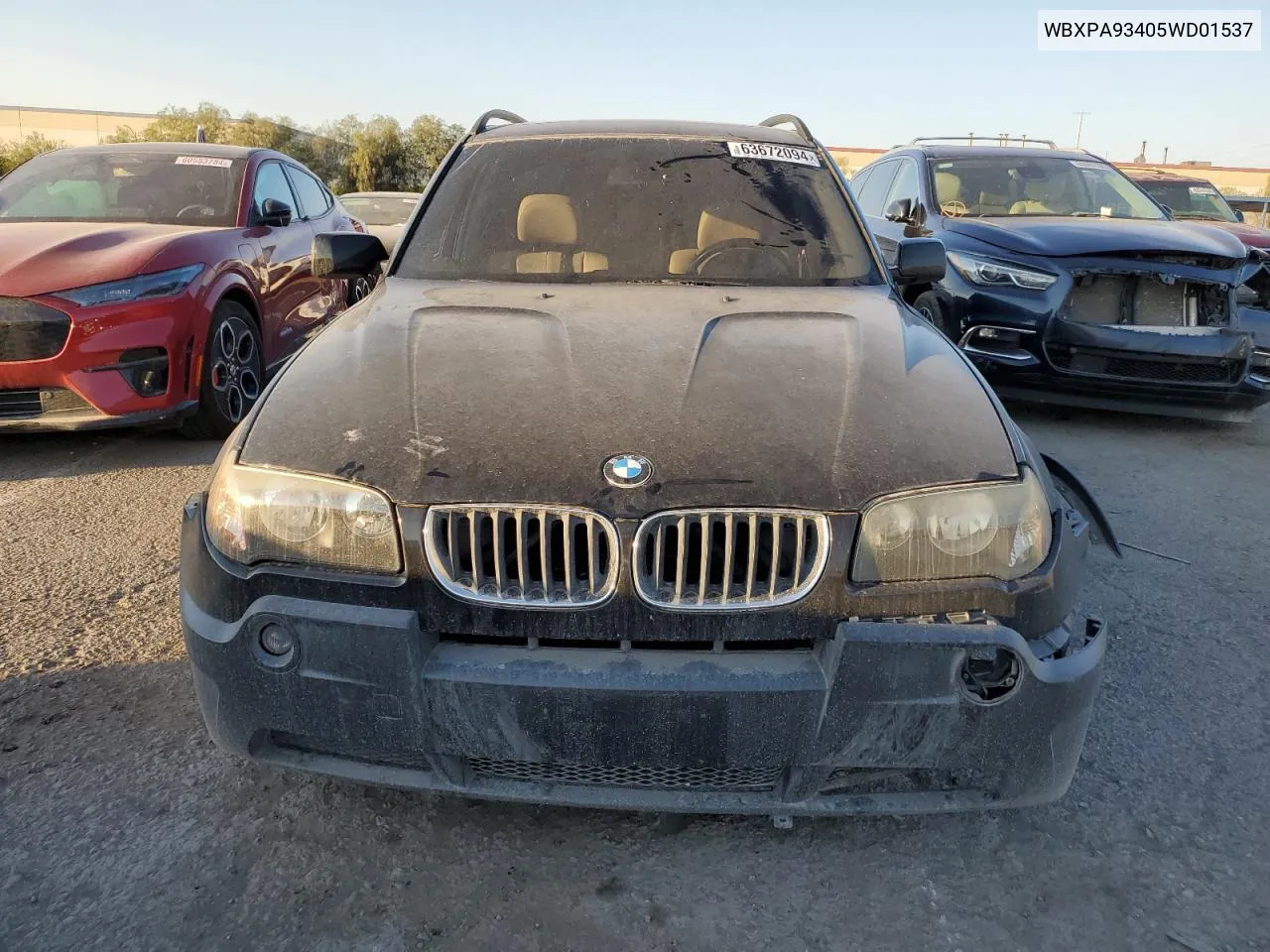 2005 BMW X3 3.0I VIN: WBXPA93405WD01537 Lot: 63672094