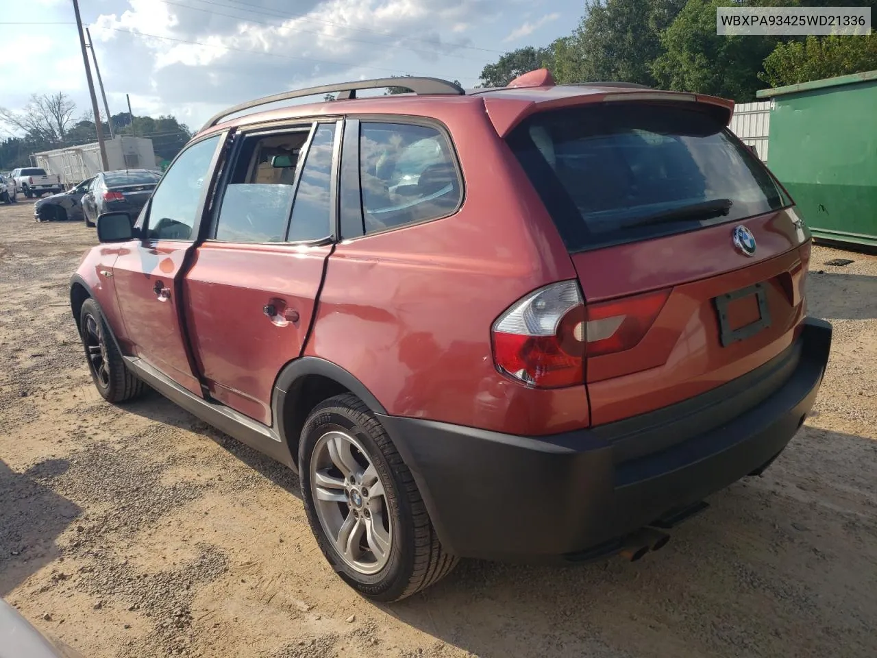 2005 BMW X3 3.0I VIN: WBXPA93425WD21336 Lot: 72270474