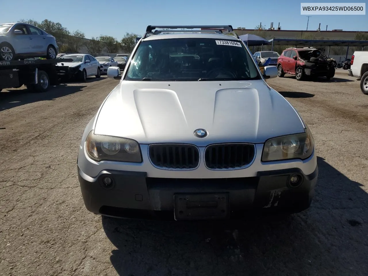 2005 BMW X3 3.0I VIN: WBXPA93425WD06500 Lot: 73381694