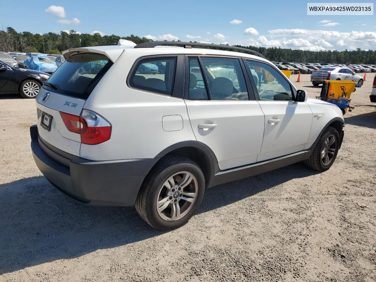 2005 BMW X3 3.0I VIN: WBXPA93425WD23135 Lot: 73637424