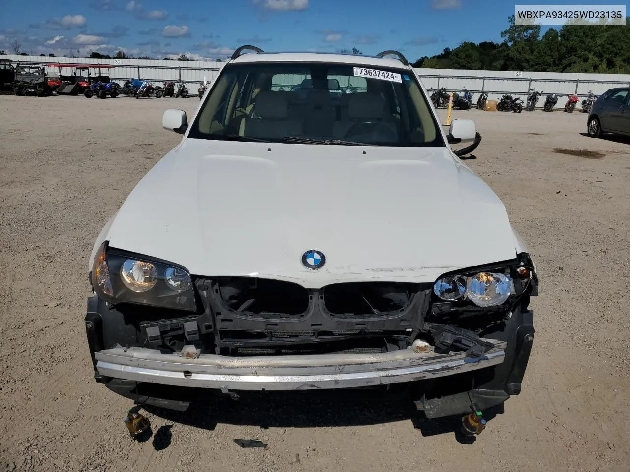 2005 BMW X3 3.0I VIN: WBXPA93425WD23135 Lot: 73637424