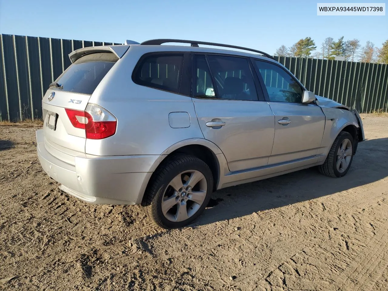 2005 BMW X3 3.0I VIN: WBXPA93445WD17398 Lot: 75005604