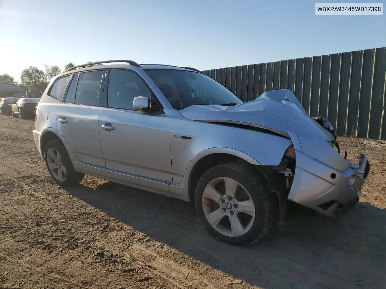 2005 BMW X3 3.0I VIN: WBXPA93445WD17398 Lot: 75005604