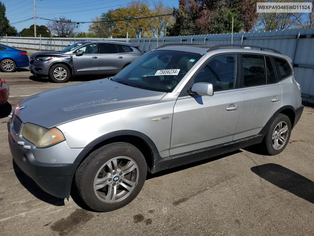 2005 BMW X3 3.0I VIN: WBXPA93485WD11524 Lot: 75656234