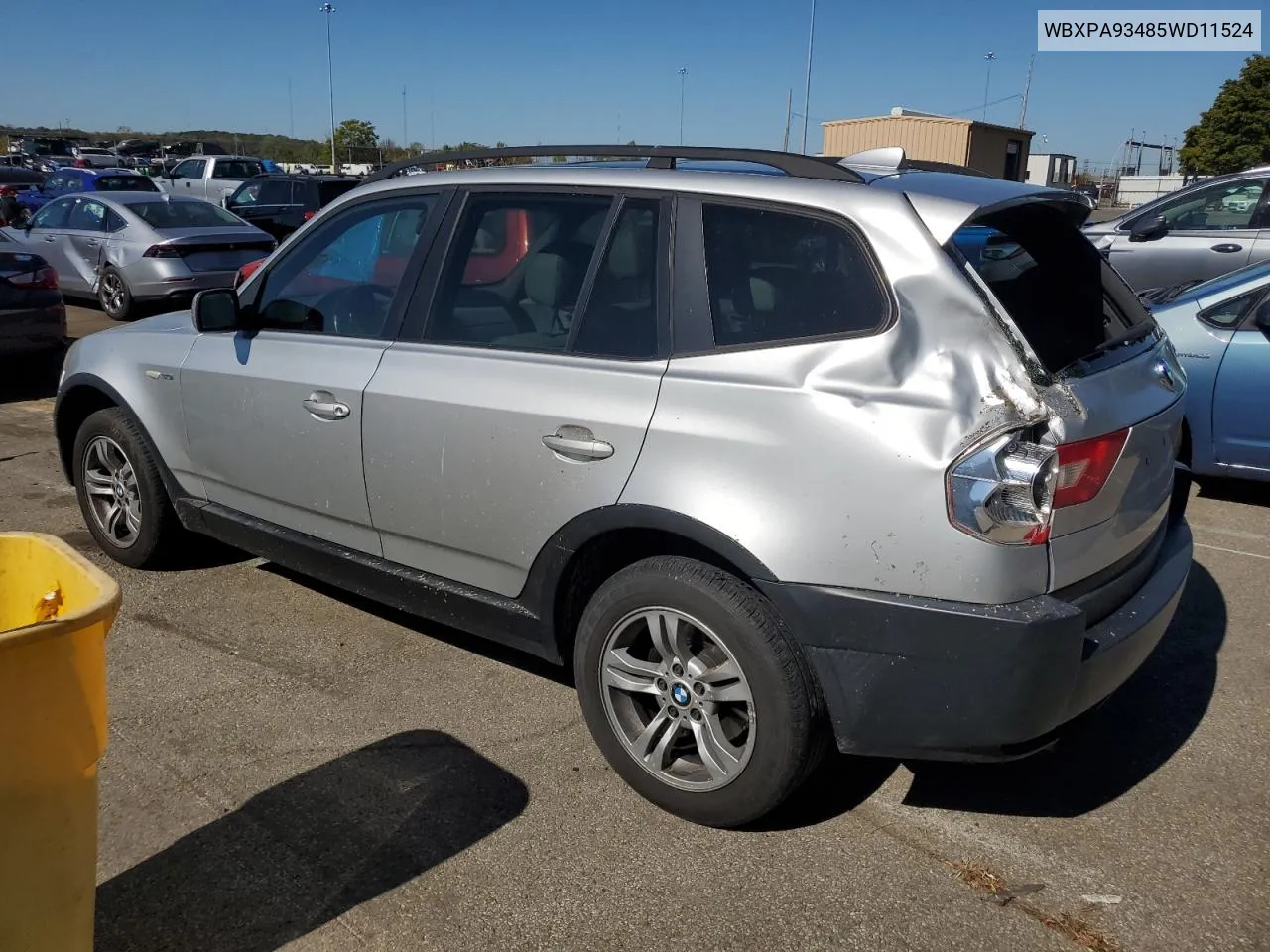 2005 BMW X3 3.0I VIN: WBXPA93485WD11524 Lot: 75656234