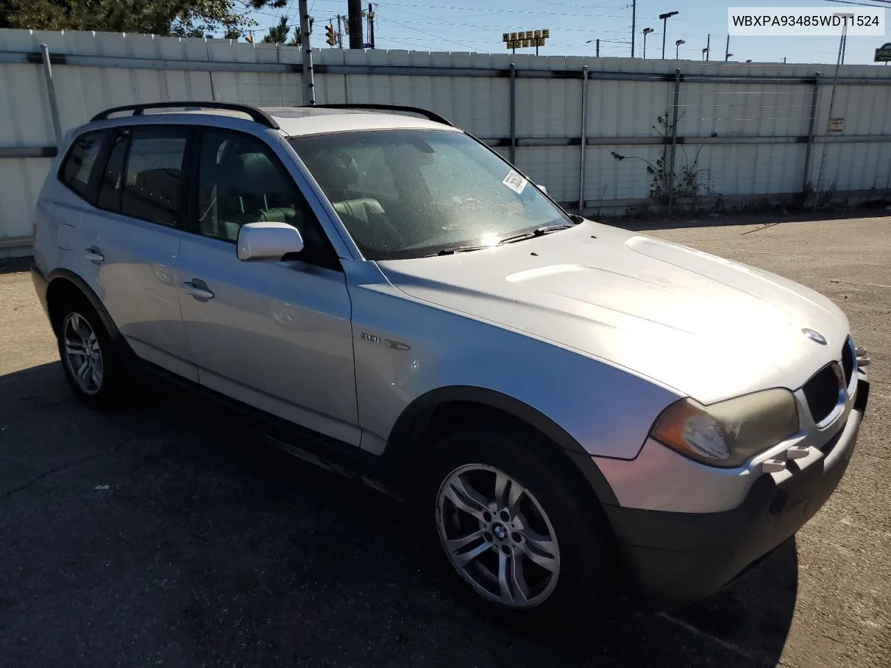 2005 BMW X3 3.0I VIN: WBXPA93485WD11524 Lot: 75656234