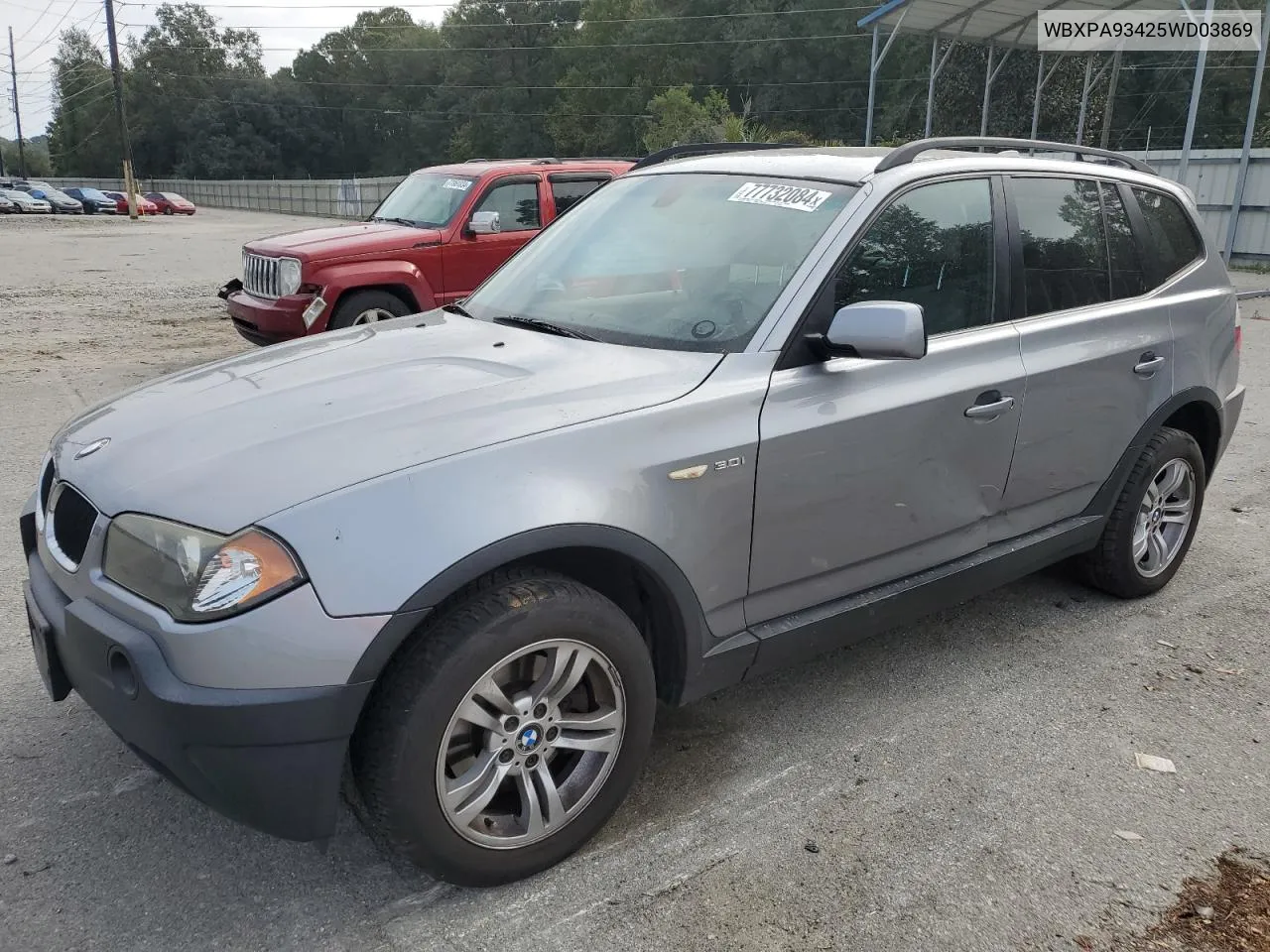 2005 BMW X3 3.0I VIN: WBXPA93425WD03869 Lot: 77732084