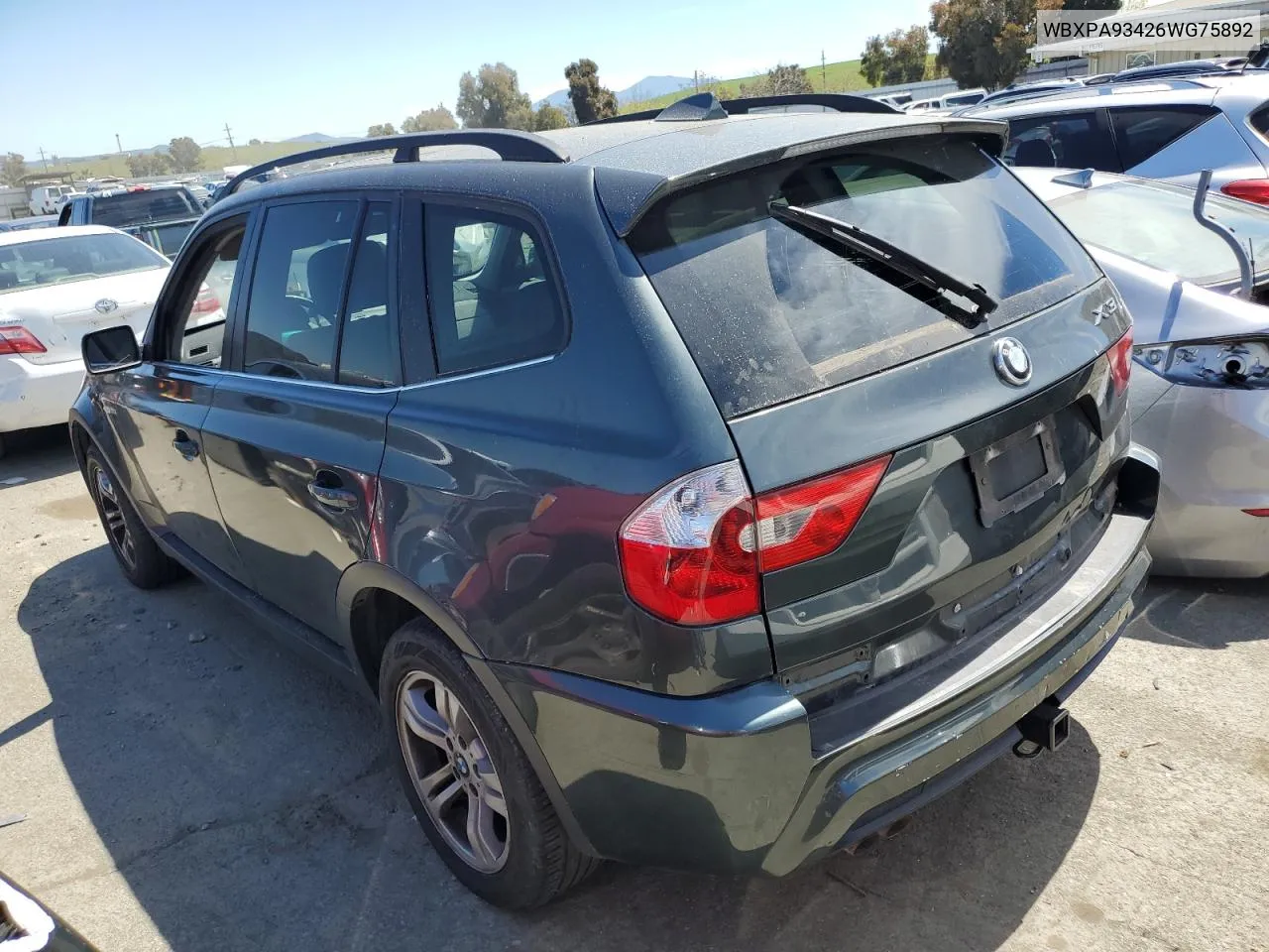 2006 BMW X3 3.0I VIN: WBXPA93426WG75892 Lot: 51485624