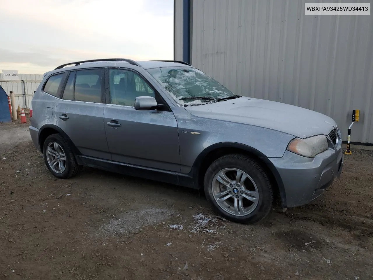 2006 BMW X3 3.0I VIN: WBXPA93426WD34413 Lot: 52744904